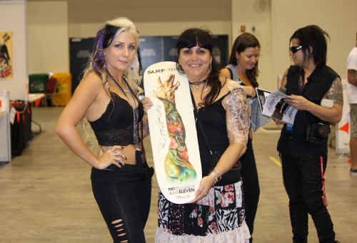 TATTOO artist Teneile Napoli won best small black and grey tattoo award at the Surf n’ Ink convention at the weekend for her tattoo on psychic Charmaine Wilson. PHOTO: SUPPLIED TATTOO artist Teneile Napoli won best small black and grey tattoo award at the Surf n’ Ink convention at the weekend for her tattoo on psychic Charmaine Wilson. PHOTO: SUPPLIED